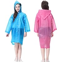 Rain Ponchos Raincoats for Kids, 2 Packs Rain Coats Jacket Reusable with Hood for Boys Girls Disney Hiking Camping Outdoor