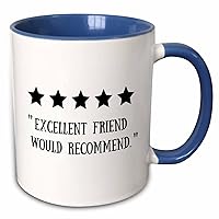 3dRose FUNNY REVIEW Five 5 Stars Excellent Friend Would Recommend Family Fun - Mugs (mug-366775-6)