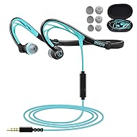 mucro Sports Headphones Wired Over Ear Behind The Neck Headphones Running Earphones Wrap Around in-Ear Stereo Earbuds with Microphone for Jogging Gym Workout