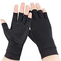 Copper Full Finger Compression Gloves Copper Arthritis Gloves for Women Men, Carpal Tunnel Relief Gloves Hand Support Gloves for Swelling and Rheumatoid, Hand Pain Relief, Tendonitis