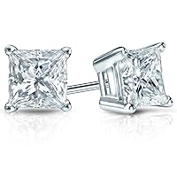 14 KT Gold Plated Sterling Silver (925 kt) Princess Stud Earrings AAA Cubic Zirconia 3.66 Ct