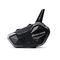 Midland Motorcycle Helmet Bluetooth, BTR1 Advanced, Black, 4 Rider Helmet Headset w/Wired & Boom Mic/RCF HD Sound/23 Hr Battery/Music Sharing/Digital Noise Killer/FM Radio/IPX6 Waterproof/1 Pack