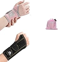 INDEEMAX Copper Infused Wrist Brace and Carpal Tunnel Wrist Brace (Pink+Right Version)