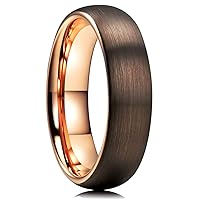 King Will Duo 2mm 4mm 6mm 8mm Dome Brown Tungsten Carbide Wedding Band Ring Rose Gold Inside Comfort Fit