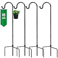 GOFORWILD Shepherd Hook 4 Pack Adjustable, 49 inches Tall, Made of Premium Metal for Garden Decor, Plant Hanger, Lantern Hook, Solar Light Hanging, 7014