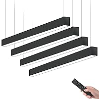 LED Linear Light with Remote Control, 4FT Seamless Connection Suspended Light, 45W 3000K-6000k Color Changing, Dimmable Hanging LED Shop Light Fixtures for Office, ETL,4 Pack, 5568 Series