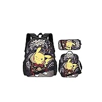 Anime Backpack Three-Piece Set, Casual Backpack Set, Unisex Laptop Travel Backpack Lunch Bag