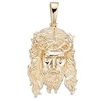HarlemBling HEAVY SOLID Jesus Piece - Very Detailed Pendant 14K Gold Solid 925 Sterling Silver High Polish Finish - 3 Sizes Great For Any Necklace