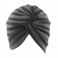 Cotton Striped Beanie Turban Chemo Hat Head Wrap Cap Headwear for Cancer Patients