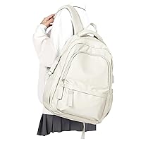 Small Backpack For School Girls Boys Aesthetic Lightweight Travel Daypack Simple Cute Backpack For Women Men College High School Bookbag Fit 14 Inch Laptop With USB charging port,Beige