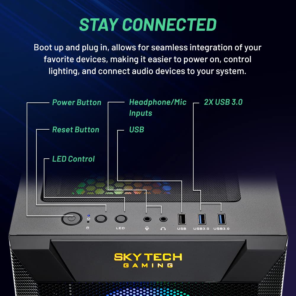 Skytech Chronos Gaming PC Desktop – Intel Core i7 13700K 3.4 GHz, NVIDIA RTX 4070, 1TB NVME SSD, 32GB DDR5 RAM RGB, 750W Gold PSU, 360mm AIO, 11AC Wi-Fi, Windows 11 Home 64-bit,Black