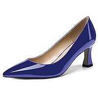 SKYSTERRY Women's Casual Office Slip On Pointed Toe Patent Spool Mid Heel Pumps Shoes 2.5 Inch