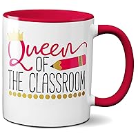 White Red Queen Of Classroom Mug Teacher Appreciation Gift 11 oz Ceramic Coffee Tea Cup