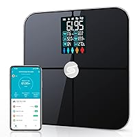 Smart Scale for Body Weight, Digiatl Weight Scale with Large LCD Display, 17 Body Composition Analyzer Sync to APP, Bathroom Body Fat Scale for BMI, BMR, Heart Rate, 400lb,Black