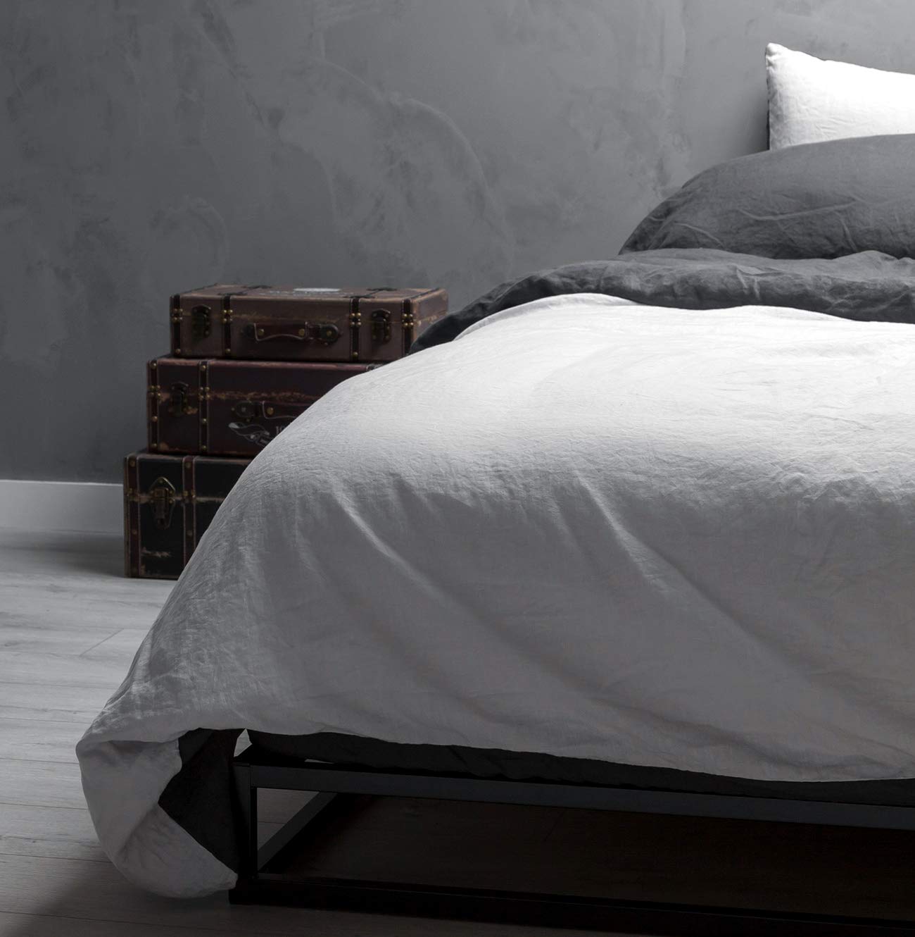 Wooflinen 100% Stone Washed French Linen 6 Piece Bed Duvet Set + Sheet Set - Luxurious Sheets (Full)