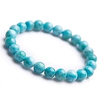 8mm Natural Blue Larimar Gemstone Round Beads Bracelet For Women Men Stretch Fashion AAAAA