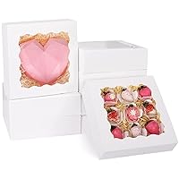 Moretoes 26pcs Pie Boxes with Window 9x9x2.5 Bakery Boxes White Cookie Boxes Valentines Day Treat Boxes for Pies, Pastries, Donuts and Muffins