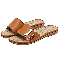 BIGTREE Womens Slide-Sandals Slip-On-Slippers Soft Footbed Walking-Shoes Casual Summer Flat Athletic-Sandals