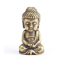 Pure Copper Sakyamuni Buddha Sculpture, Mini Retro Chinese Ancient Bronze Statue of Buddha, Key Rings Car Pendant, Home Decor Buddha Craft