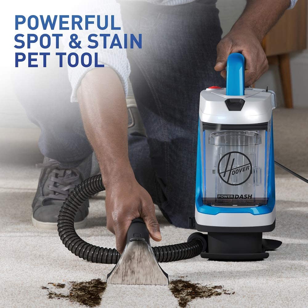 Hoover PowerDash GO Pet+ Portable Spot Cleaner, Lightweight Carpet and Upholstery Machine, Stain Remover for Pets, Stairs and Home, FH13010PC, Blue