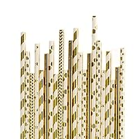 100 Pcs Biodegradable Paper Straws Suction Pipe Bulk Solid Disposable Pipette, Paper Drinking Straws for Juices, Shakes, Christmas, Birthday, Wedding, Baby Shower, Party Supplies (Type 5)