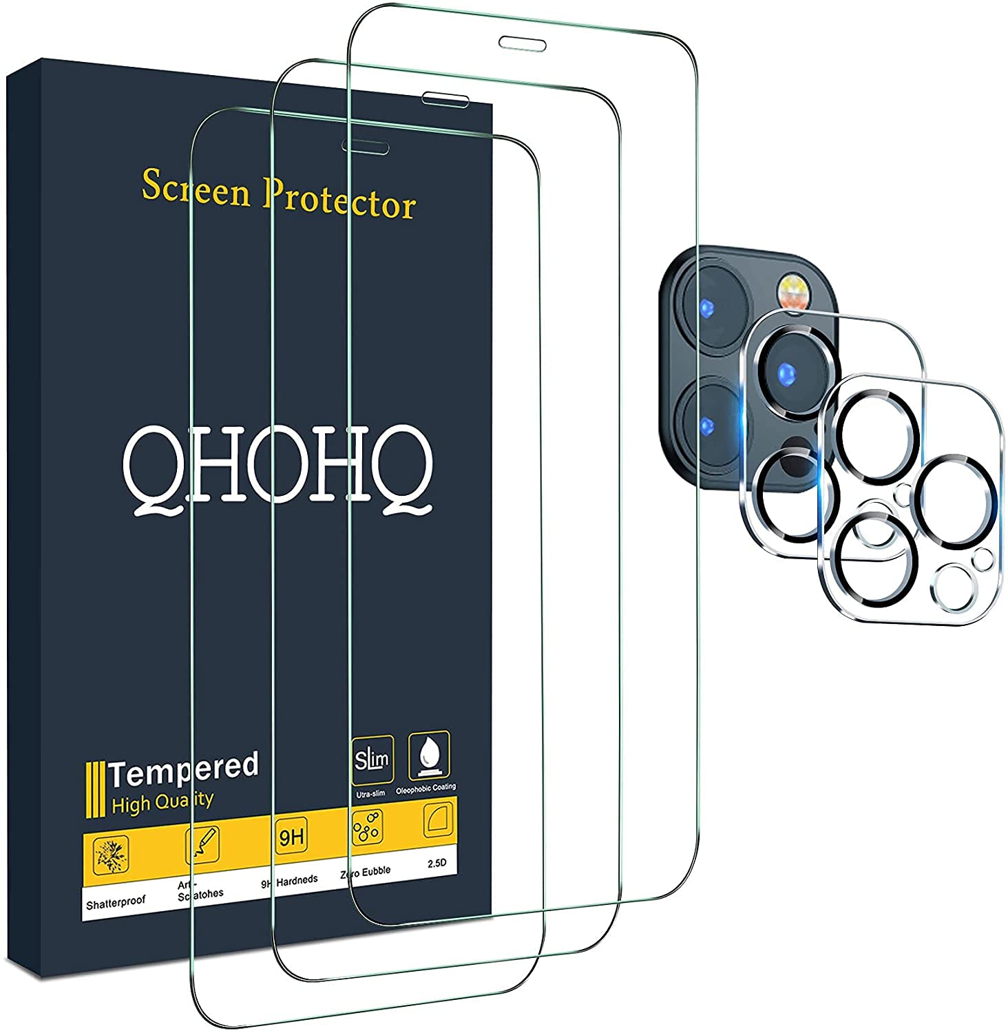QHOHQ 3 Pack Screen Protector for iPhone 12 Pro Max 6.7