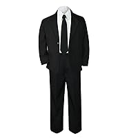 4pc Formal Wedding Boys Black Necktie Sets Suits from Baby to Teen (16)