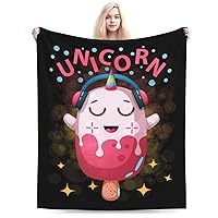 Cute Cartoon Ice Cream Throw Blanket for Couch Bed Sofa Soft Comfortable Blanket 60