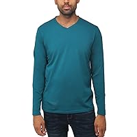 X RAY Men's V-Neck Henley Long Sleeve T-Shirt, Soft Stretch Premium Cotton Slim Fit Casual Fashion Tee for Men