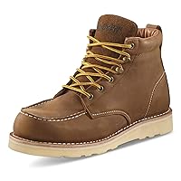 Guide Gear 6” Wedge Moc Toe Work Boots for Men, Leather Construction Ankle Shoes, Moisture-Wicking Lining