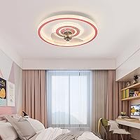Ceiling Fans, Bedroom Ceiling Fan with Light Kids Fan Lighting Silent 3 Speeds Led Fan Ceiling Light with Remote Control Modern Living Room Quiet Ceiling Fan Light with Timer/Pink