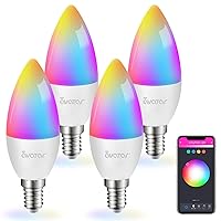 4 Pack E12 Smart Bulbs - Alexa Candelabra Light Bulb 5W LED Color Changing Ceiling Fan Smart Light Bulb, WiFi Candle Small Bulbs with Music Timer, Type B11, 2700-6500K+RGB