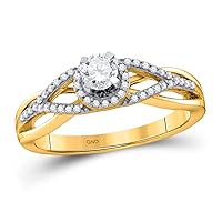 The Diamond Deal10k Yellow Gold Womens Round Diamond Bridal Wedding Engagement Anniversary Ring 3/8 Cttw