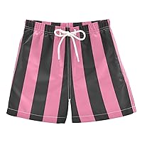 Pink Black Stripes Boys Swim Trunks Baby Kids Swimwear Swim Beach Shorts Board Shorts Hawaii Essentials,2T