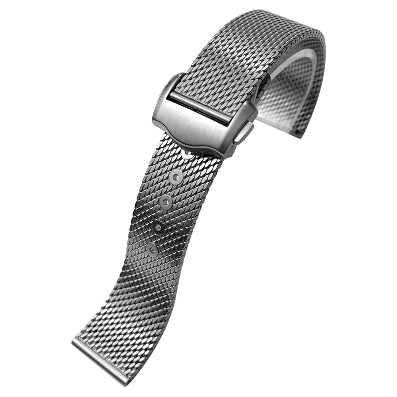 Wscebck 20mm Titanium Steel Braided Watchband Fit for Omega 007 Seamaster James Bond Watch Band Strap Deployment Buckle (Color : Silver, Size : for Omega 20mm)