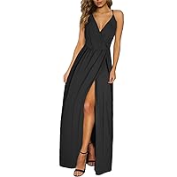II ININ Women's 2024 Maxi Sundresses Summer Beach Long Wrap V-Neck Floral/Solid Casual Dress for Women