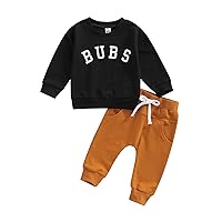 wdehow Toddler Baby Boy 2Pcs Outfits Letters Print Pullover Tops + Drawstring Pants Set Fall Winter Clothes