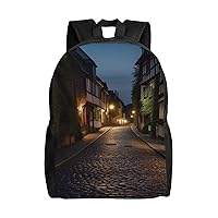 Laptop Backpack 16.1 Inch with Compartment The Cobbles at Street Laptop Bag Lightweight Casual Daypack for Travel