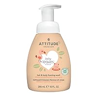 ATTITUDE 2-in-1 Hair and Body Foaming Baby Wash, EWG Verified Shampoo Soap, Dermatologically Tested, Made with Naturally Derived Ingredients, Vegan, Orange and Pomegranate, 10 Fl Oz