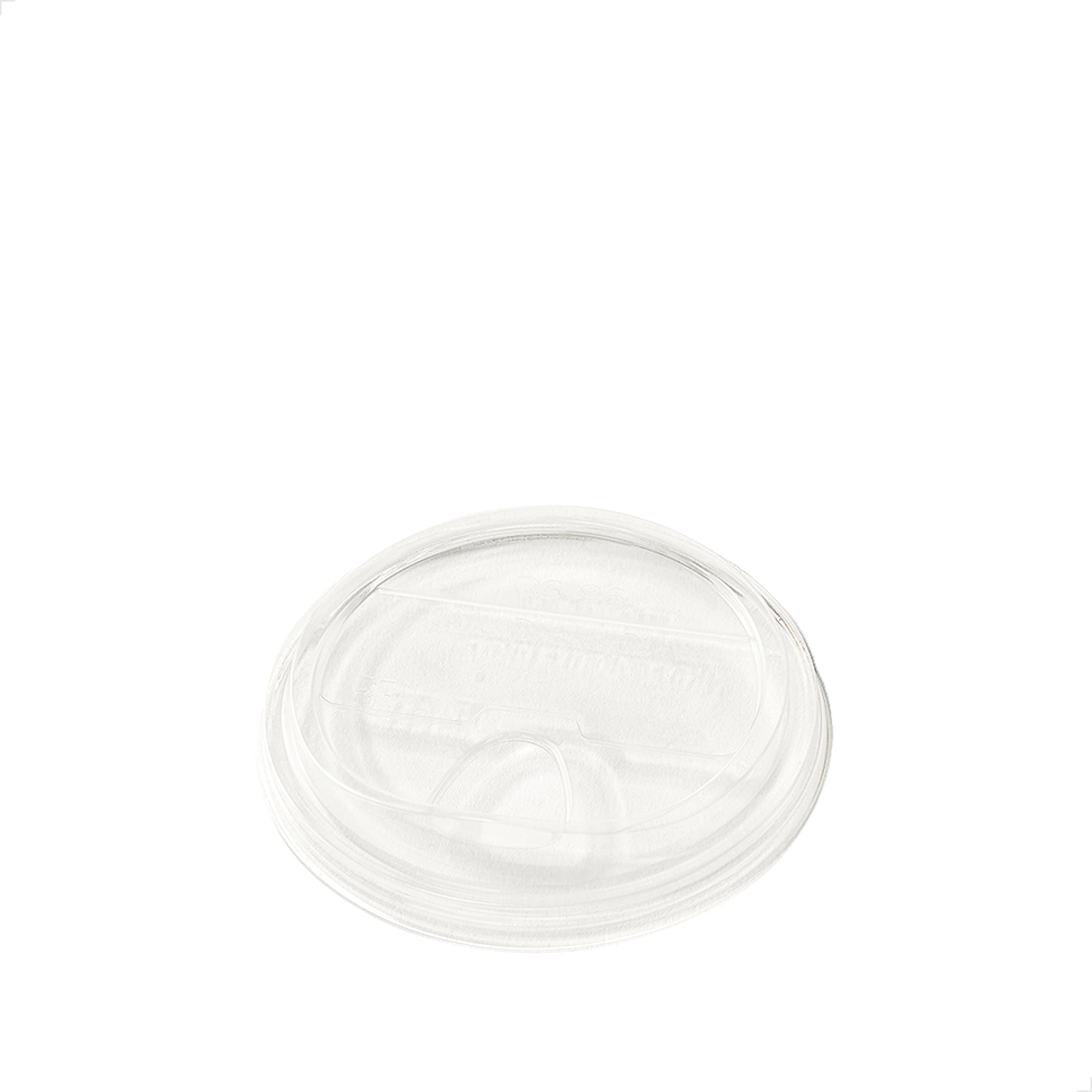 TOSSWARE NATURAL Flat Sip Lid Set of 50 - Plant Based Lids for Cold Cups - Plastic Alternative Straw Lids - Clear Flat Lids - Fits 10, 12, 16, 20 & 24oz Cups