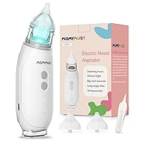 Nasal Aspirator for Baby, MOMYMUST Electric Baby Nose Cleaner with Self-Cleaning Function, Baby Nasal Aspirator with 3 Levels of Suction, Music and Light, 2 Nose-Tips, 60 Days Use Time