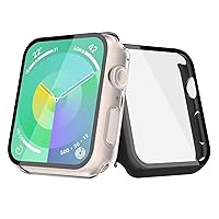 [2 Pack] JULK Case for Apple Watch 41mm Compatible with Series 9 / Series 8 / Series 7, iWatch Cover with Hard PC Bumper & Rigid Ultra-Thin Tempered Glass Screen Protector [1 Black & 1 Transparent]