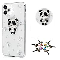 STENES Sparkle Case Compatible with Moto G Pure - Stylish - 3D Handmade Bling Panda Crystal Rhinestone Glitter Design Cover Case - Black