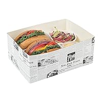 Restaurantware Bio Tek 8.4 x 6 x 3.5 Inch Burger Trays 100 Disposable Paper Food Trays - Recyclable Sturdy Newsprint Paper Movie Snack Trays For Meals Snacks And Baked Goods