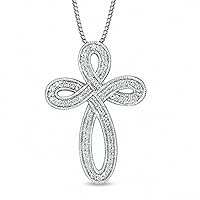 0.25 Cttw Diamond Cross Pendant Necklace in 925 Sterling Silver (I-J/I2-I3) 18