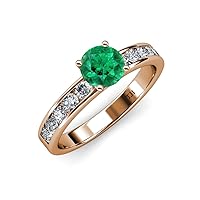 Emerald & Natural Diamond (SI2-I1, G-H) Engagement Ring 1.72 ctw 14K Rose Gold