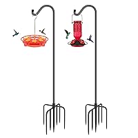 Shepards Hooks for Outdoor Bird Feeder Pole 60 Inch Adjustable Tall Heavy Duty Shepherds Hooks for Hanging Plant Baskets, Solar Lights, Wedding Decor, Lanterns, Black (2 Pack)