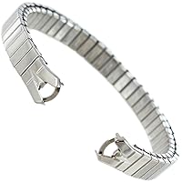 Hirsch Silver Tone C-Ring Hook End Stainless Steel Ladies Expansion Watch Band 704