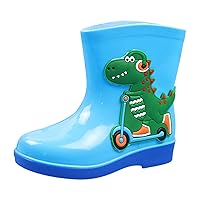 Kids Rain Boots Toddler Girls & Boys Rain Boots Memory Foam Insole and Easy-on Handles Small Rain Boots (C-Blue, 3 Big Kids)