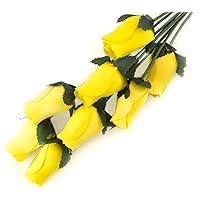 Yellow Bunch of 8 Closed Bud Wooden Roses for Crafts Custom Bouquets and Other DIY Projects. Choose Form Over 50 Colors.